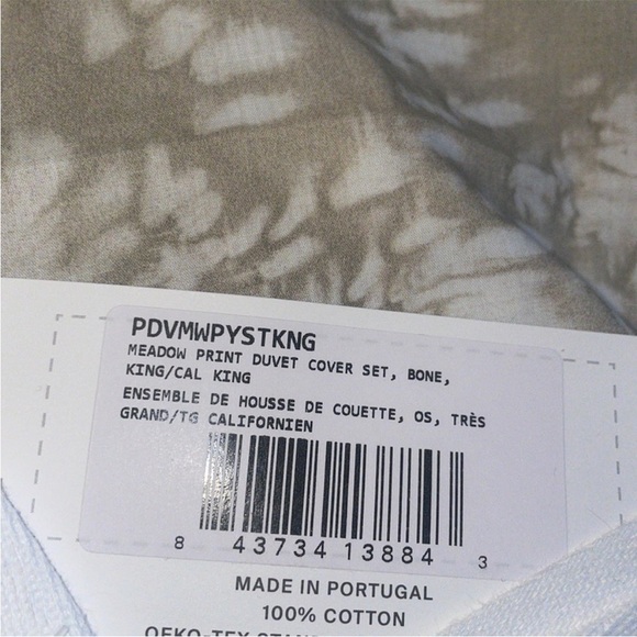 Parachute Percale Cotton Duvet Cover Set in Meadow Bone Print King/Cal King - Picture 4 of 6